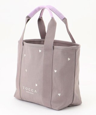 TOCCA 【大人百花コラボカラー有・WEB＆一部店舗限定】LUCKY SHOWER CANVASTOTE キャンバス トートバッグ グレー×ハート柄