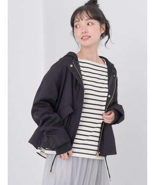 earth music&ecology パーカー付きミリタリーブルゾン Black