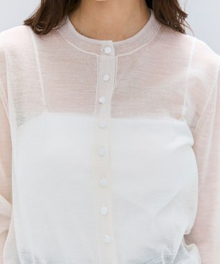BEIGE， 【洗える・Oggi 10月号掲載】CADDO / シアーウールカーディガン Ecru
