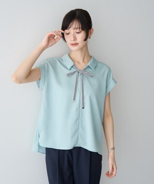 YECCA VECCA 2wayストライプリボンブラウス Mint