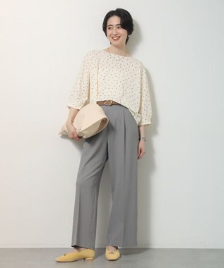 Green Parks きれシルストレートワイドパンツ Gray