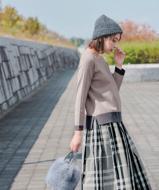 Tiaclasse フェイクファー巾着バック ブルーグレー