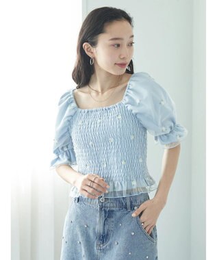 earth music&ecology フラワー刺繍ブラウス