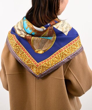 Marca 【伝統横濱スカーフ】演奏会  大判 シルクツイル スカーフ ダークネイビー