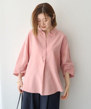 YECCA VECCA バルーン袖スキッパーシャツ Pink