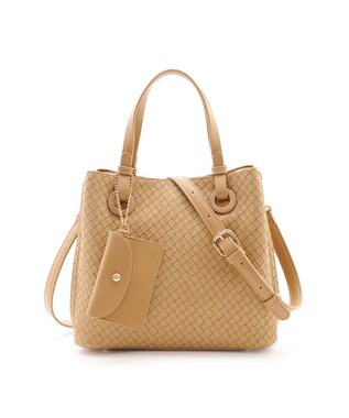 MioFIRANO カジュアルシックバスケットウィーブハンドバッグ 2WAY パスケース付き　FIRANO フィラノ BEIGE