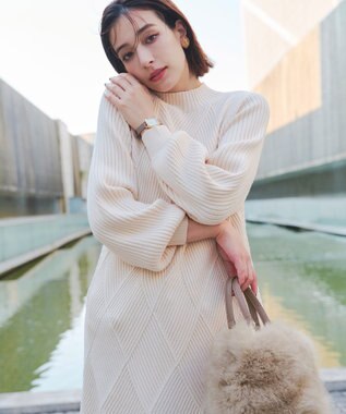 Tiaclasse フェイクファー巾着バック グレージュ