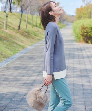 Tiaclasse フェイクファー巾着バック グレージュ