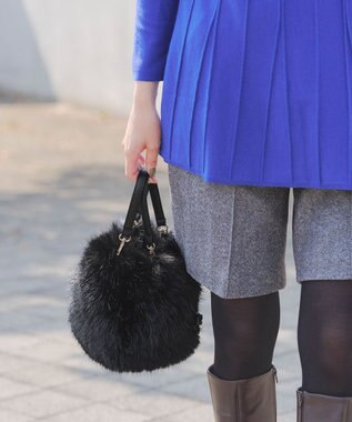 Tiaclasse フェイクファー巾着バック ブラック