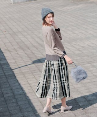 Tiaclasse フェイクファー巾着バック ブルーグレー