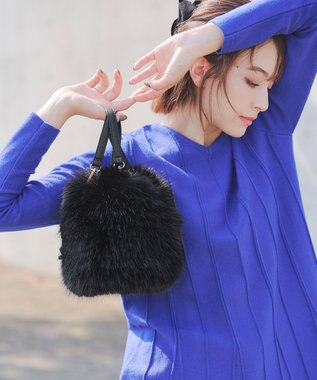 Tiaclasse フェイクファー巾着バック ブラック