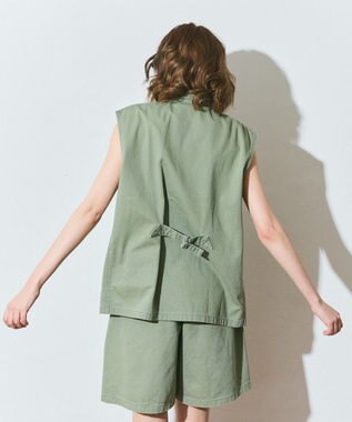 GRACE CONTINENTAL ヘリンボーンツイルジレ カーキ