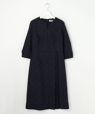 J.PRESS LADIES S ボタニカルジャガード ワンピース ネイビー系