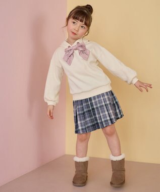 ANY KIDS チェック プリーツ スカパン ネイビー系