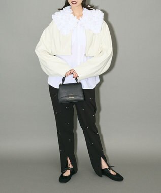 Green Parks フェイクレザーショートブルゾン Ivory