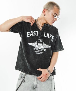 WEGO 【ユニセックス着用ITEM】グラフィックヘンリーネックT（SS） ブラック
