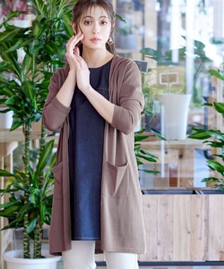 Tiaclasse L 【洗える新色追加・洗える】サマーニットフードロングカーディガン ピンク