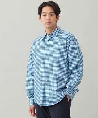 UNFILO MENS 【男女兼用】クリーンチェック ネルシャツ ブルーチェック