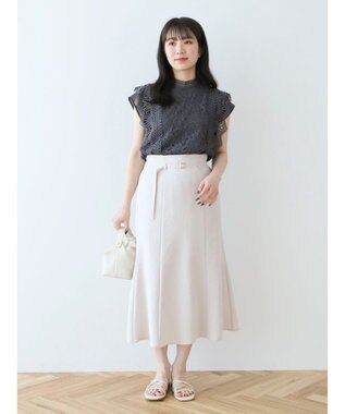 Green Parks ・Ｐｅｔｉｔ　Ｆｌｅｕｒ　フレンチレーシ－ブラウス Charcoal Gray