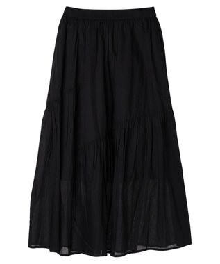 earth music&ecology コットンボイルランダム切替フレアスカート Black