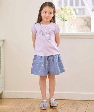 ANY KIDS 【WEB限定】7days プリント 半袖 Tシャツ ラベンダー×ユニコーン