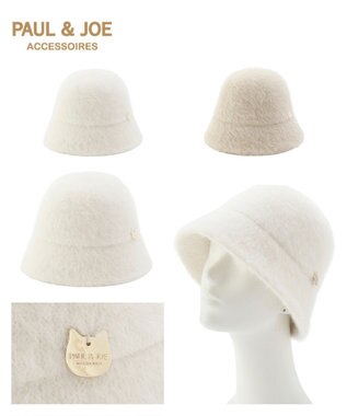 MOONBAT PAUL & JOE ACCESSOIRES 【サイズ調整可】ネコプレート付シャギークロッシェ ホワイト