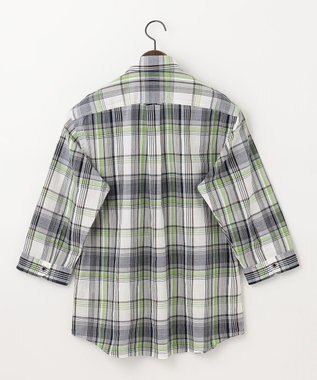 JOSEPH ABBOUD 【サスティナブル】リヨセルリネンチェック 七分袖シャツ グリーン系4