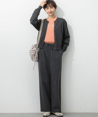 23区 【洗える】ロゴプリント コットン Tシャツ ライトオレンジ系