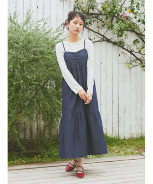 earth music&ecology デニムバックレースアップワンピース