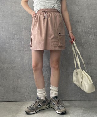 WEGO 【ウエストゴム】ナイロンカーゴミニスカート ピンク