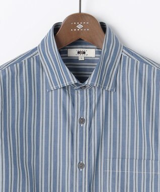 JOSEPH ABBOUD 【シルク混・上質】シルクコットンストライプ シャツ ネイビー系1