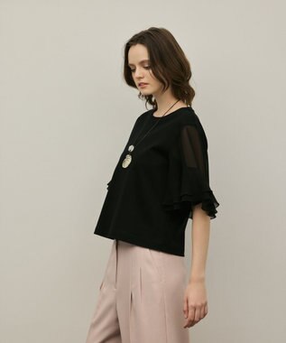 GRACE CONTINENTAL シフォンスリーブカットトップ ブラック
