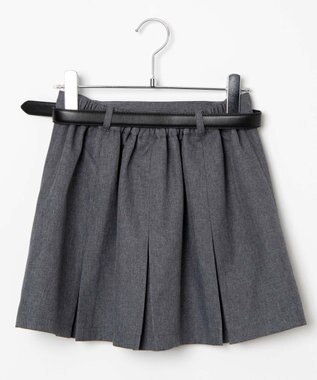 WEGO 【SCHOOLITEM】ベルト付ボックスプリーツスカパン 杢グレー