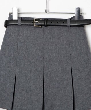 WEGO 【SCHOOLITEM】ベルト付ボックスプリーツスカパン 杢グレー