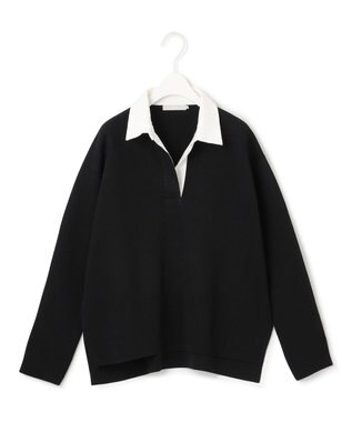 ICB 【洗える】 シンセティックダブルフェイス ラガーニットプルオーバー ブラック系