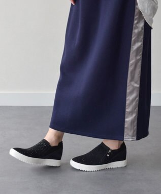 Bridget Birkin 【Round About】ラインストーンインヒールスニーカー ブラックコンビ