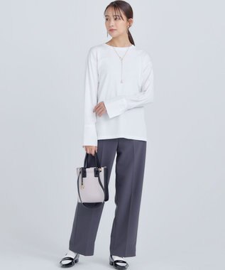 組曲 S コットンベア天竺 カフス袖ロングTシャツ アイボリー系