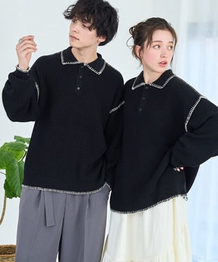 WEGO ハンドステッチポロプルオーバー ブラック