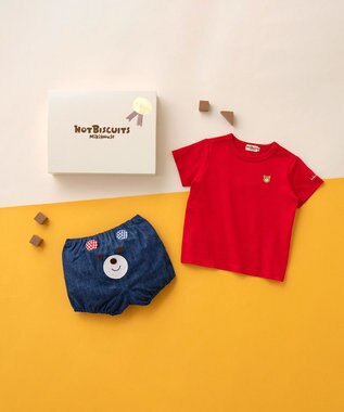 MIKI HOUSE HOT BISCUITS ワンポイント半袖Tシャツ＆顔ドンブルマギフトセット【BOX付き】