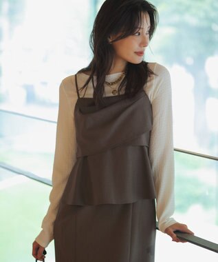 ANY SIS L ビスチェワンピース × カットソー セット モカ