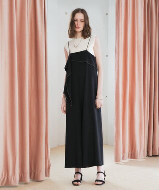 YECCA VECCA ラッフルキャミオールインワン Black