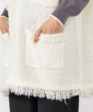 Tiaclasse 【洗える】ツイード見えフリンジニットベスト オフホワイト