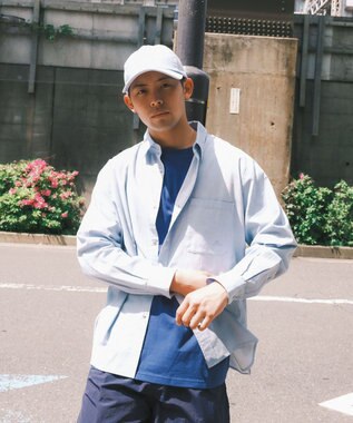 SHARE PARK MENS 【UVカット・撥水・ストレッチ】イージーデニムレギュラーカラーシャツ サックスブルー系