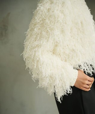 #Newans リボンヤーンニットカーディガン ホワイト