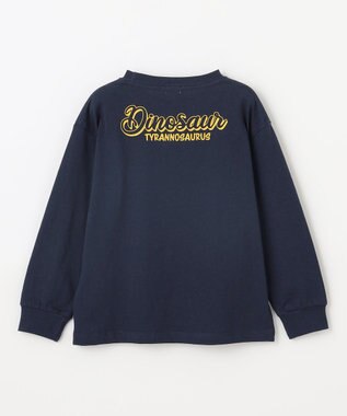 ANY KIDS 恐竜プリント 長袖Tシャツ ネイビー（ティラノサウルス）
