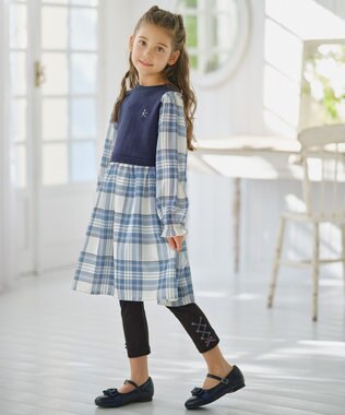 組曲 KIDS 【18-21㎝】かんたんストラップ バレエシューズ ネイビー系