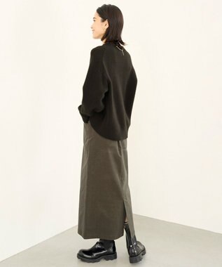 UNFILO ストレッチコーデュロイ Iラインスカート カーキ