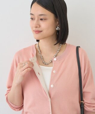 AMERICAN HOLIC 配色シアーカーディガン Pink