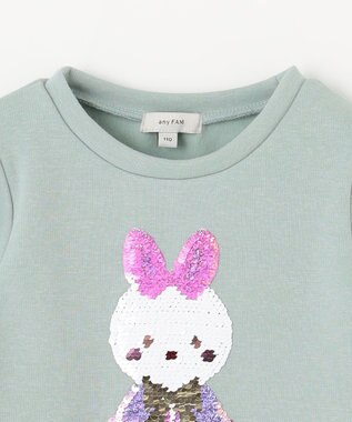 ANY KIDS 裏シャギーミラクルスパンコールトレーナー ミント（雪だるま×ウサギ）