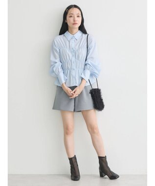 earth music&ecology ビスチェライクシャーリングシャツ Light Blue